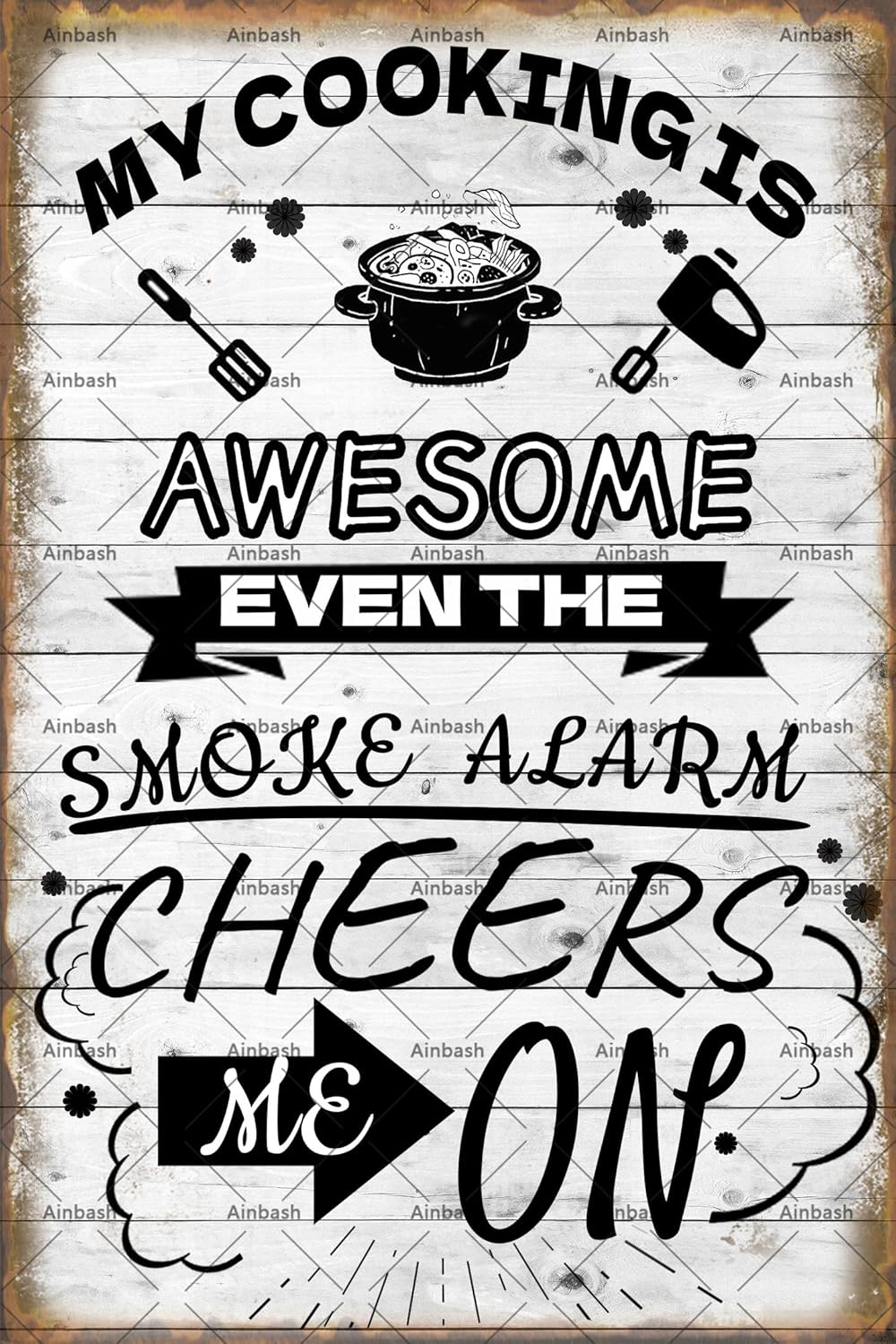 Home Cooking Quotes - Grappig metalen blikken bordje 'Mijn koken