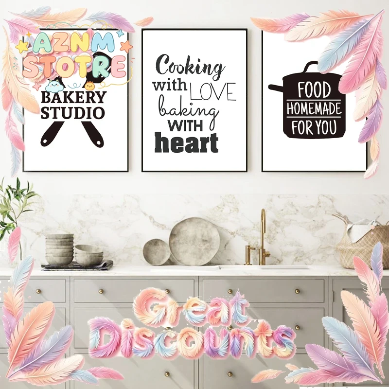 Home Cooking Quotes - Koken Met Liefde Keuken Citaat Wandkunst