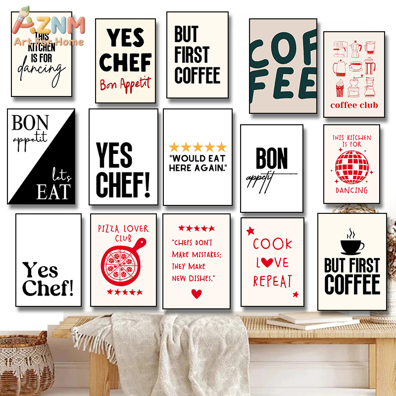 Home Cooking Quotes - AZNM Keuken Koffie Chef Citaat Tekst