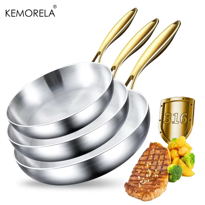 Paella Pan Steel - 3 stks/set 316 roestvrij staal gouden