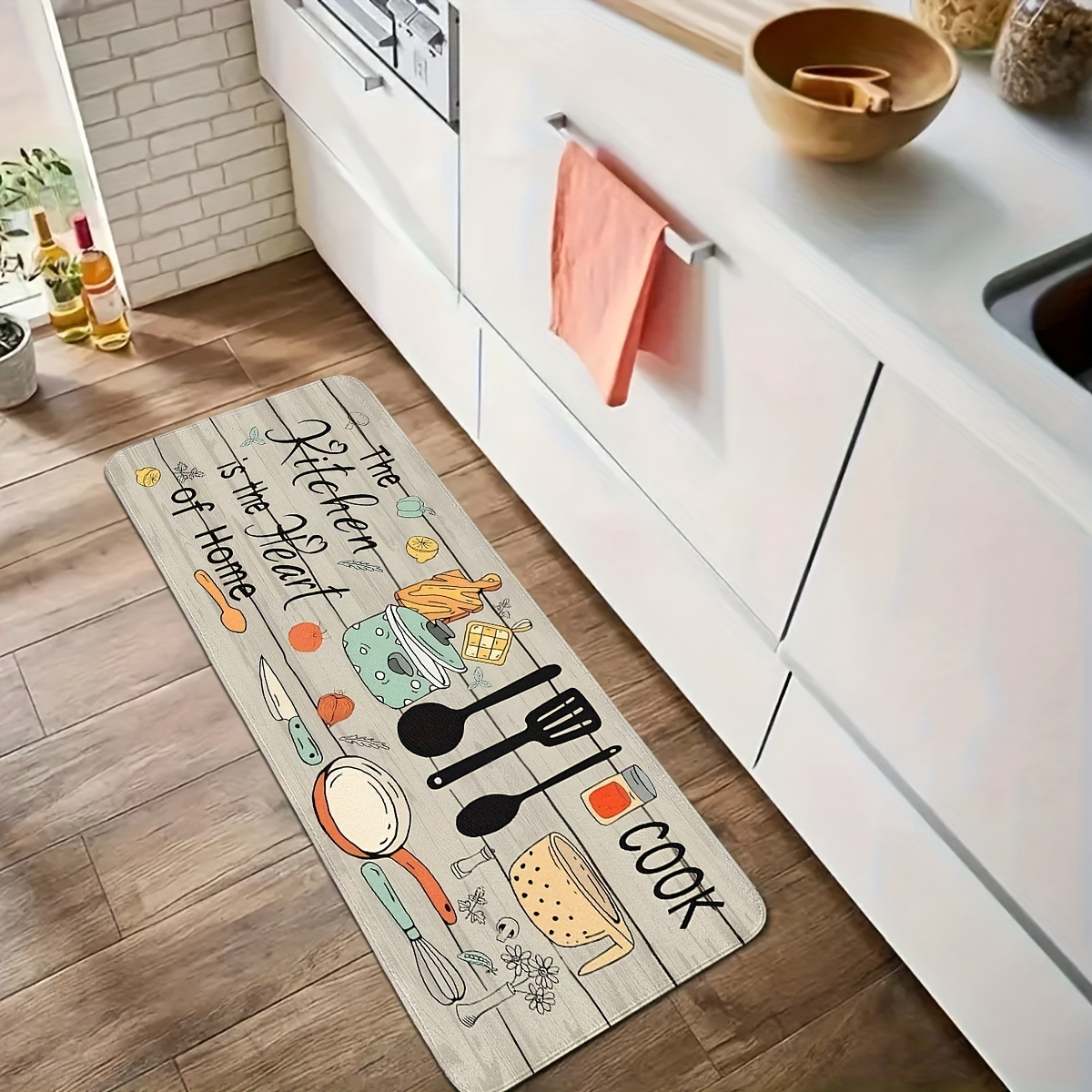 Keukenmat met keukengereiprint - Home Cooking Quotes recensie en prijs