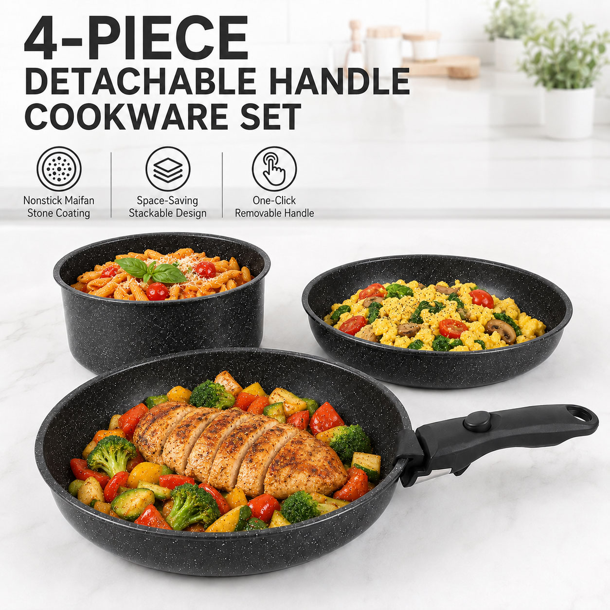 Uwhise 4-delige antiaanbak koo - Paella Pan Steel recensie en prijs